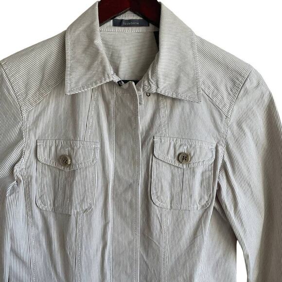 Liz Claiborne Women Cotton Jacket 6 Pin Stripe Lightweight Chic Preppy Retro Y2K - Picture 12 of 12